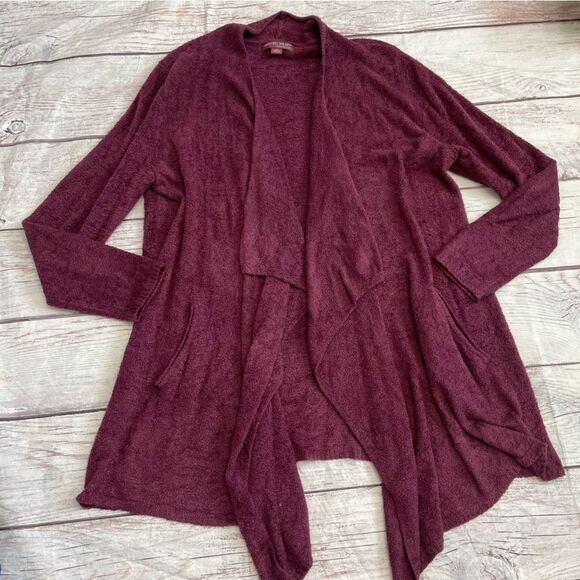 Barefoot Dreams CozyChic Ultra Lite® Hi/lo Cardi Sweater Maroon Size 1X - Picture 1 of 8